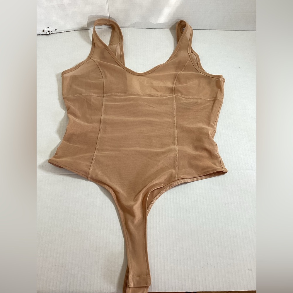 Forever 21 Tan/Nude Scoop Neck Bodysuit